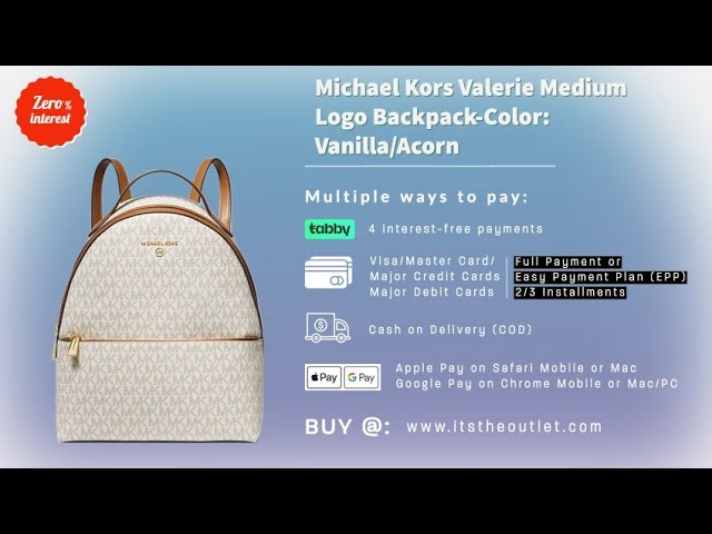 Michael Kors Valerie Medium Logo Backpack Color Vanilla Acorn - YouTube