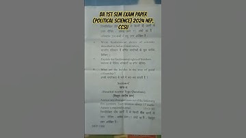 Ccs University, Meerut|| B.a 1st sem exam paper (Political science) 2024 NEP. #ccsu #education