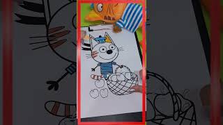 Коржик из мультика Три кота рисунок раскраска #shorts #мультикидлядетей #трикота #коржик #раскраска