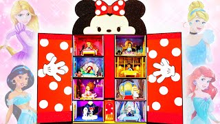 DIYディズニードールハウス❤️リカちゃんサイズのプリンセスマンション⭐エルサ、アナ、ラプンツェル、アリエル、ジャスミン、シンデレラ✨100円ショップの材料でキラキラ工作ミニーちゃん🍭声真似 screenshot 4