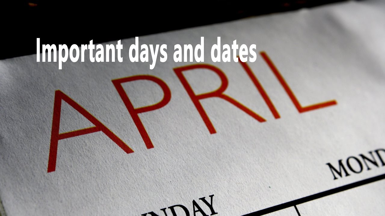 Important days and dates of april important for ssc bank youtube