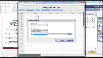 Using StatCrunch to find the mean & st dev. for probability distributions