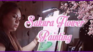 HOW TO PAINT SAKURA FLOWER IN DIFFERENT  TECHNIQUE || Soothing experience  #acrylic #howto