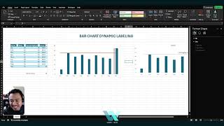 Data Visualization in Excel - Bar Chart with Dynamic Labeling and Arrow Comparison