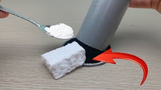 styrofoam   baking soda and super glue! amazing idea to connect pvc pipes of different sizes