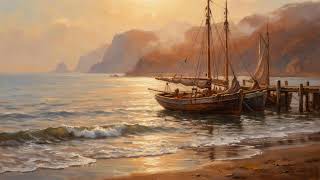 Coastal Sunset Harbor | 3 Hours of Oil Painting TV Art with Soft Ocean Wave Sounds for Sleep screenshot 5