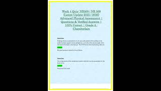 Week 4 Quiz NR509  NR 509 Latest Update 2025  2026 Advanced Physical Assessment  Questions  Verified
