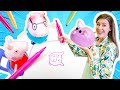 Peppa se prepara para un concurso y debe hacer cerditos de huevos. Videos para niños de juguetes.