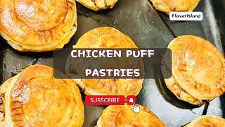 Savory Chicken Puff pastries | Bakery style chicken patties