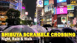 night and rainny walking around at SHIBUYA SCRAMBLE CROSSING❗& Hachiko Statue - Japan Virtual Tour❕
