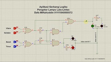 Aplikasi Gerbang Logika pada Proteus - Pengatur Lampu Lalu Lintas Senderhana