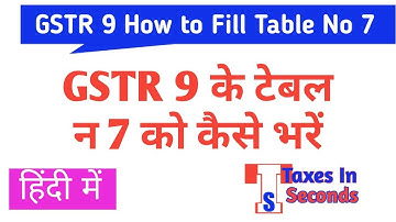 GSTR 9 how to fill Table no 7 , GSTR 9 के टेबल न 7 में डिटेल्स कैसे भरें , GSTR 9 Annual Return