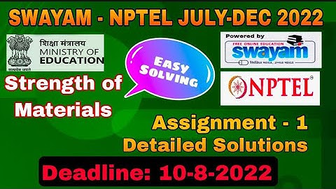 NPTEL Strength of Materials  #Assignment-1 I July-Dec 2022 I Detailed Conceptual Explanation