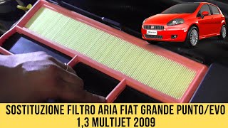 SOSTITUZIONE FILTRO ARIA FIAT GRANDE PUNTO/EVO 1,3 MULTIJET 2009 - YouTube