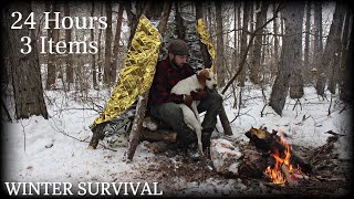 SOLO WINTER SURVIVAL - 3 ITEMS 24 HOURS , NO WATER , NO FOOD - HD VIDEO