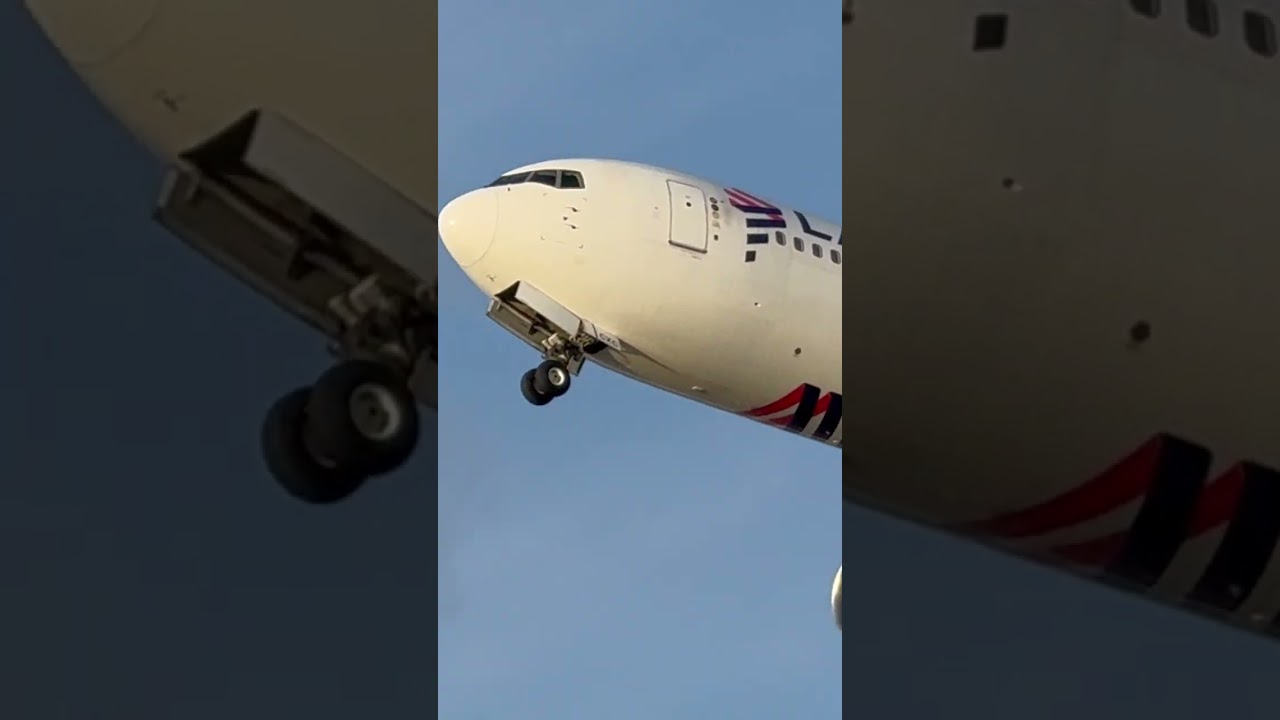 Latam 767-300 rocketing out of Miami on its way to Lima, Peru 