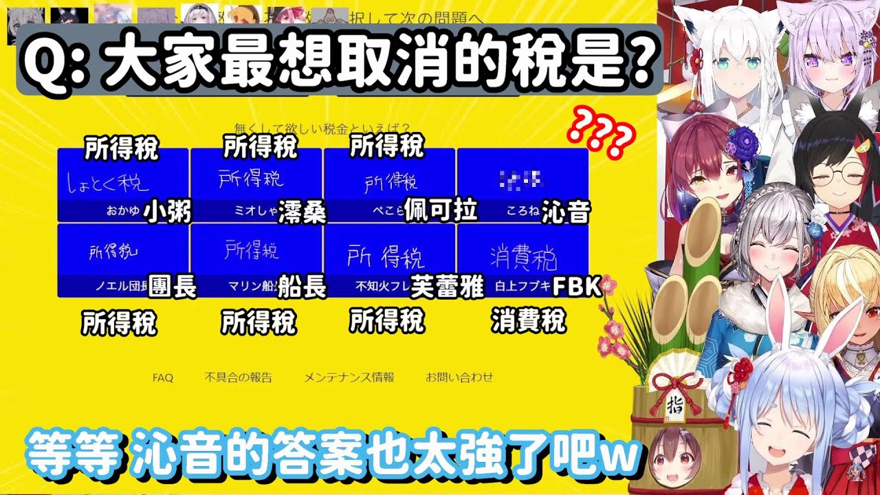 各位最想取消的稅金是? 等等 狗狗你的答案也太強了吧w【Hololive中文精華】【兔田佩可拉】