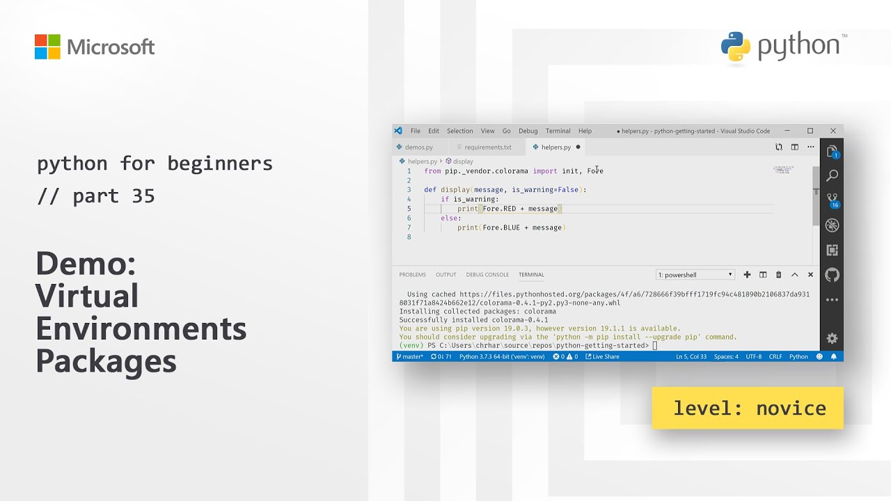 Demo: Virtual Environment Packages | Python for Beginners [35 or 44 ...