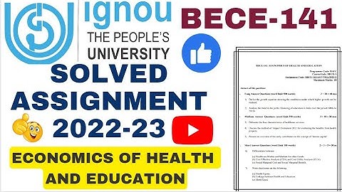 BECE 141 IGNOU SOLVED ASSIGNMENT 2022-23