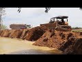 Great Bulldozer Pushing Soil with Unbelievable Action at Work and Amazing Dump Truck Unloading Soil