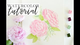 LIVE  Peony Watercolor Tutorial | Botanical Art Watercolor Tutorial