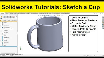 Solidworks tutorial 136 |Making a Cup using Sweep & thin revolve feature
