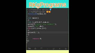 Fibonacci series in c program | print fibonacci series 😍#RKgPrograms #shorts #cprogramming