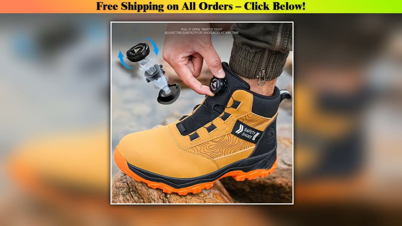 Rotating button Protective boots Steel Toe shoes Work boots Men shoes Safety Boots Indestructible