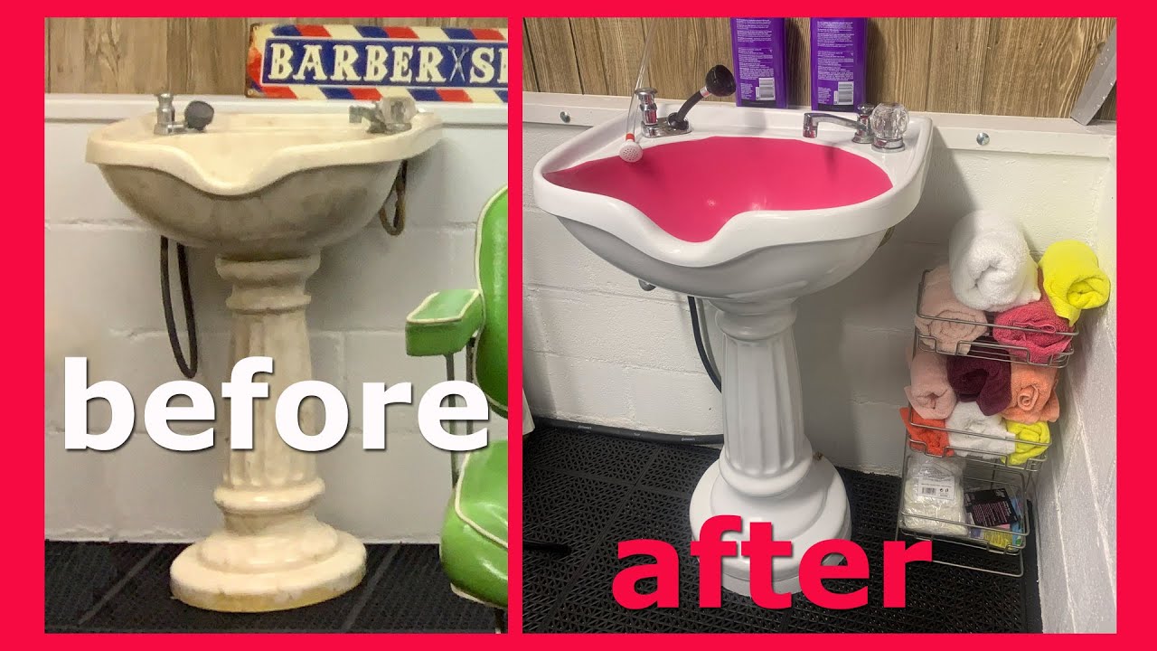 Updating a vintage Marble 500 Shampoo Salon Pedestal Sink