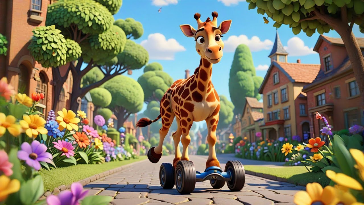 A Giraffe With Roller Skates 🦒🛼 | Learn Colors & Counting for Kids | Preschool Learning Video