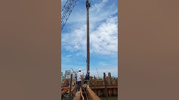 hợp long cọc cừ Larsen 24 mét tại vùng nước siết. tỉnh cà mau