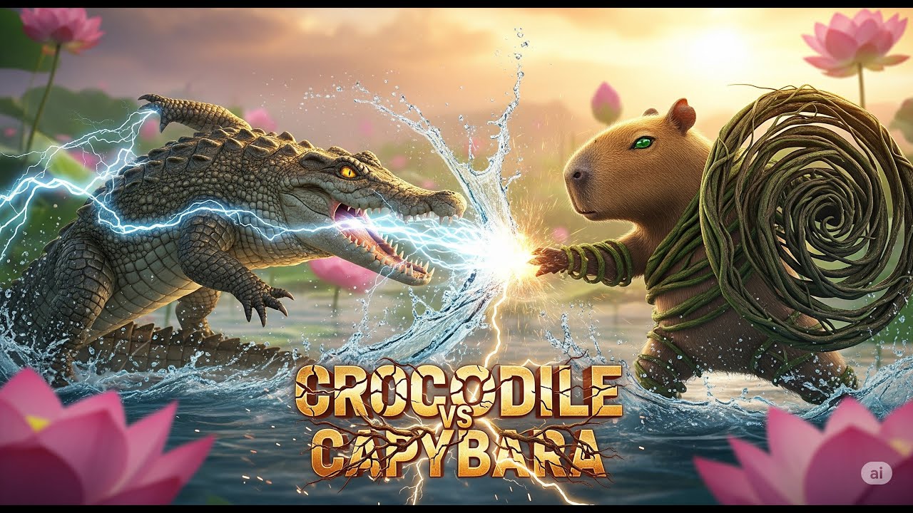 Crocodile vs Capybara | Epic 8-Scene Battle in the Lotus Pond Arena