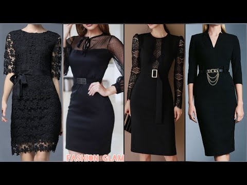 midi black evening dresses