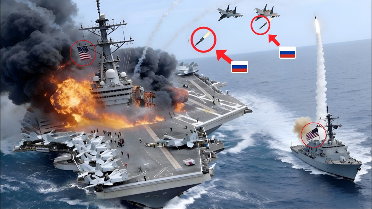 Только что произошло! Американский авианосец с 50 самолетами был уничтожен российским ЯК-130!