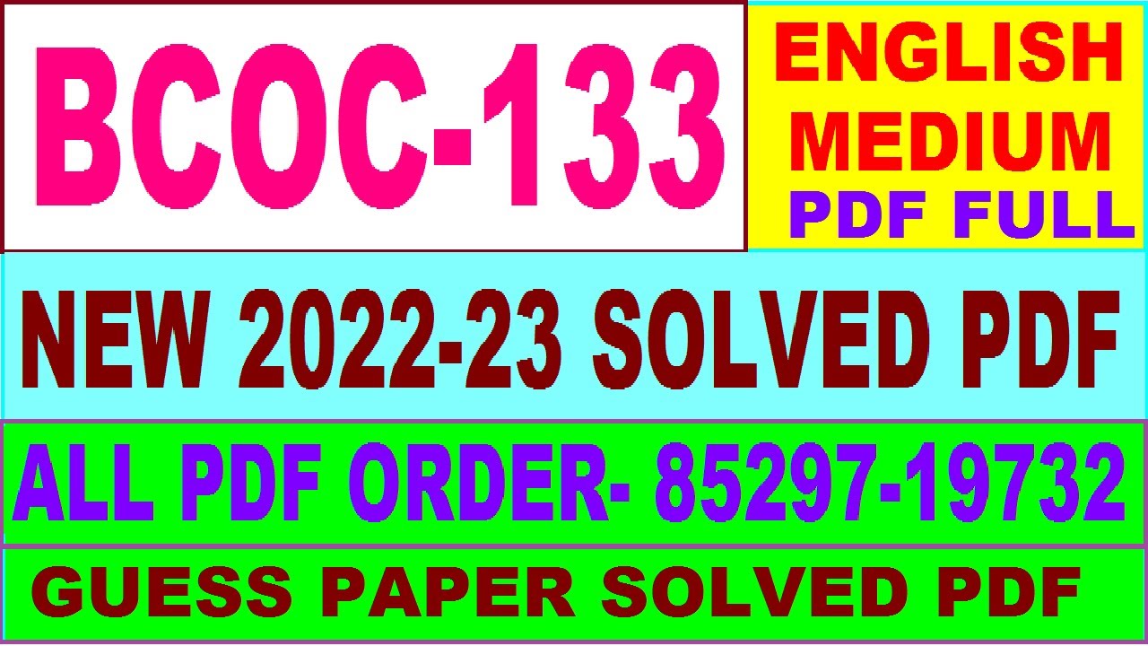 bcoc 133 solved assignment 2022 23