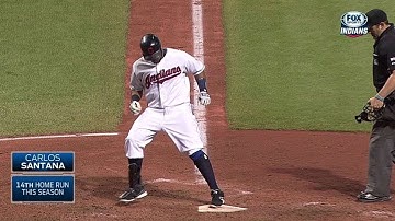 NYY@CLE: Santana drills two-run homer to right