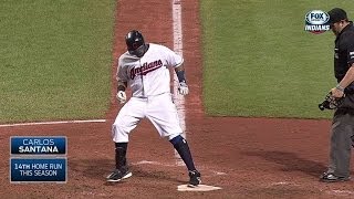 NYY@CLE: Santana drills two-run homer to right