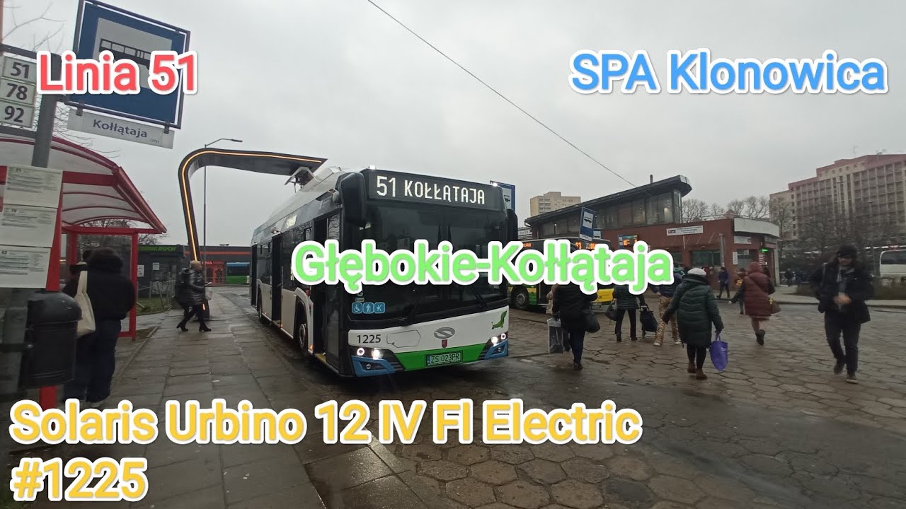 Szczecin Linia 51 Głębokie-Kołłątaja Solaris Urbino 12 IV Fl Electric #1225