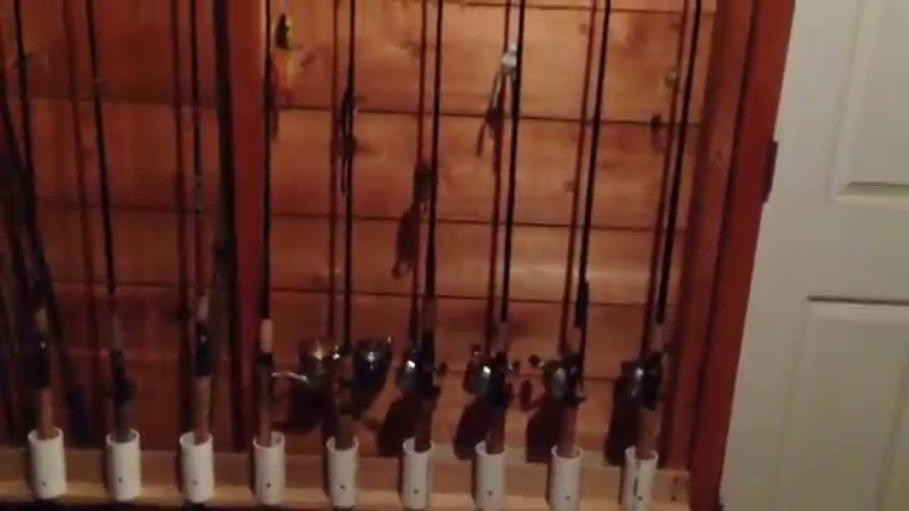 Easy to make fishing rod rack - YouTube