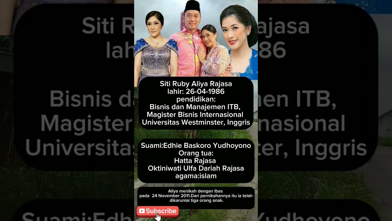BIODATA ALIYA RAJASA/SITI RUBY ALIYA RAJASA MENANTU SBY