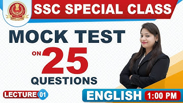 Mock Test | 25 Questions | English | SSC Special Class | 1:00 pm