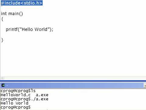 Our first C program - HelloWorld program. It prints the string "Hello World" to the screen and introduces C as a programming language