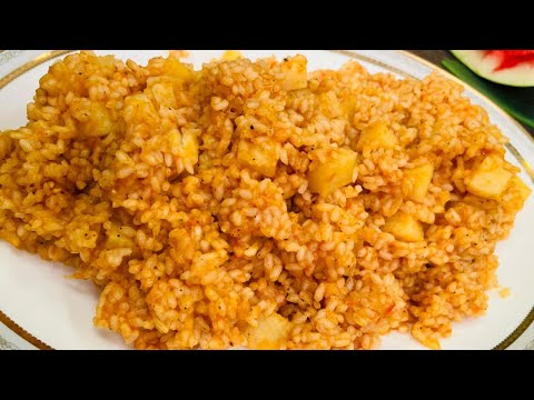 طريقة عمل أرز أحمر بالبطاطس المطعم مع الشيف محمد حامد