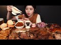 SUB)훈제향 가득 바베큐 플레이트에 맥주 먹방!🍖🍺 통삼겹 소세지 치킨 햄버거 만들어먹기 리얼사운드 various barbecue meats & beer mukbang asmr