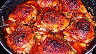 I Make This Easy Baked Chicken Thighs Recipe All The Time, So Delicious!