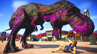 DINOSAURS FIGHTING COMPLICATION OF AC GAMING - RED T REX vs GREEN SPINOSAURUS, ALLOSAURUS and I-REX