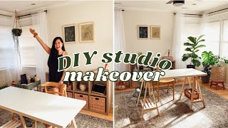 EXTREME DIY STUDIO/CRAFT ROOM MAKEOVER | Modern Boho Plant Decor Style