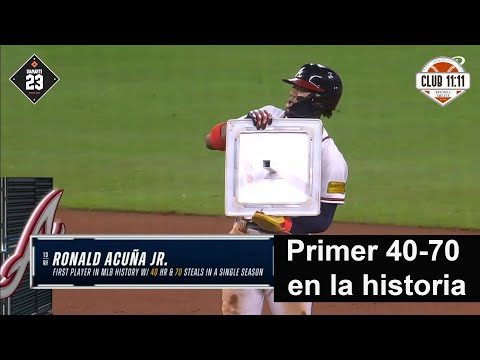 MLB Ronald Acuña Jr 40-70. Se robó dos bases para hacer historia en el béisbol de las Grandes Ligas