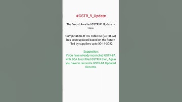 GSTR-9 Update Table 8A Updation date 30.11.2022 #short #important update #gstin #gst
