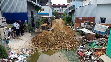 Amazing New Project!! Fill Land Road Repair​​, Garbage Dump, Clear and Pushing Trash By Skills Dozer